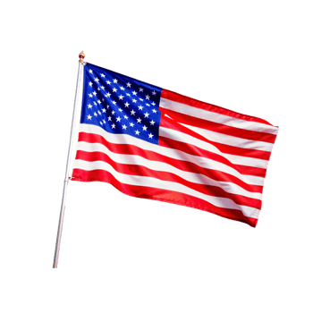 American Flag Waving Proudly on a Flagpole Against a White Background a Symbol of Freedom and Patriotism png