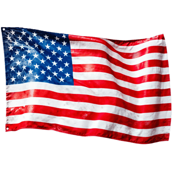 A weathered and worn American flag billowing in the wind, showing the red and white stripes and blue field of stars png