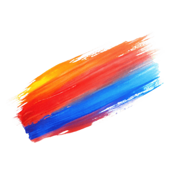 Vibrant Abstract Painting of Red Orange Yellow and Blue Swirls png