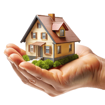 A Cozy House Model Gently Held in an Open Palm Offering a Sense of Security and Homeownership png