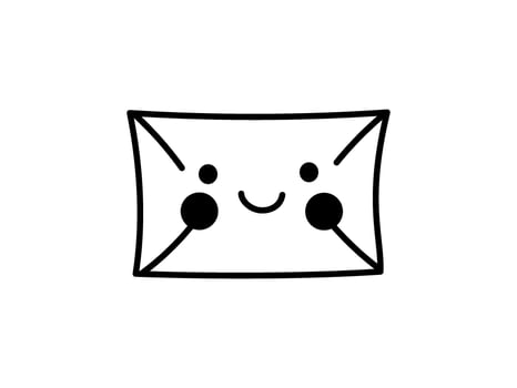 Happy envelope outline with cute face for love letters vector
