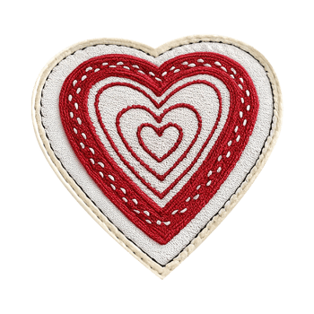 Romantic heart embroidered patch badge isolated on transparent background png