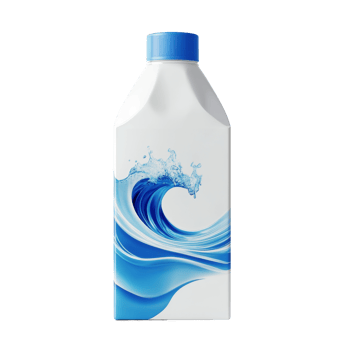 White Plastic Bottle Features Blue Wave Design png