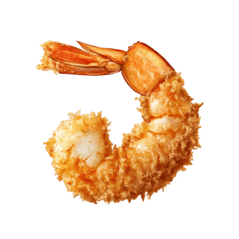 A Single Fried Shrimp Isolated On Black Background png