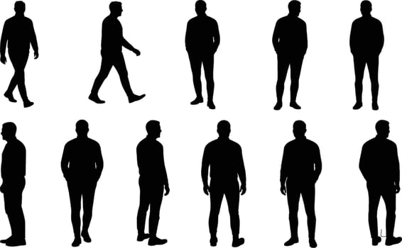 Human Silhouette Set with Standing and Walking vector