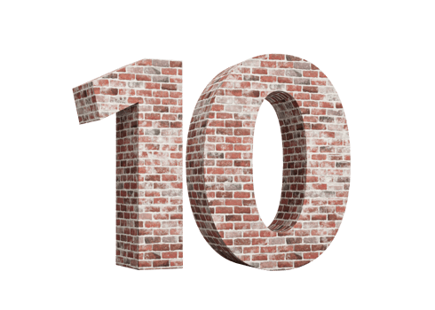 Number Ten 10 Digit Made Of Old Grunge Texture Wall Of Bricks On Background 3D Illustration png