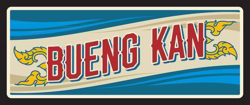 Bueng Kan Thailand province vintage travel plate vector