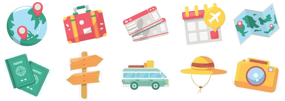 Elegant Travel Icons With Beautiful Flat Style vector