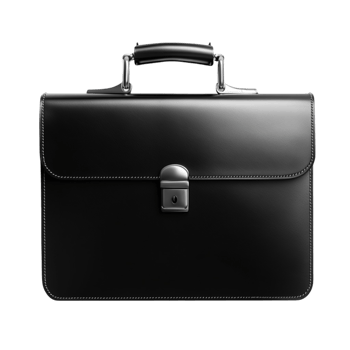 Leather Black Briefcase Clear Background png