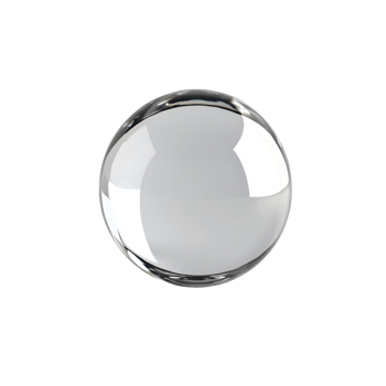 A glossy, transparent sphere with reflections and subtle lighting effects. png