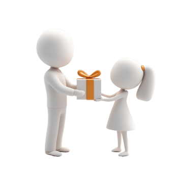 A joyful exchange of gifts between a parent and child celebrating a special moment. png
