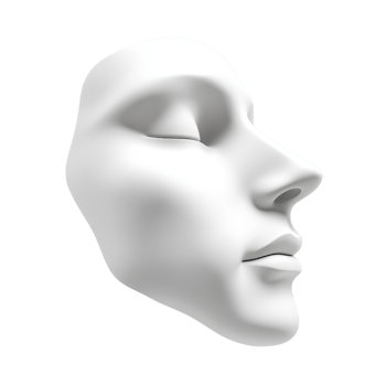A minimalist white mask representing identity and emotion. png