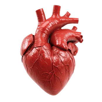 A detailed illustration of a human heart, showcasing its intricate structure. png