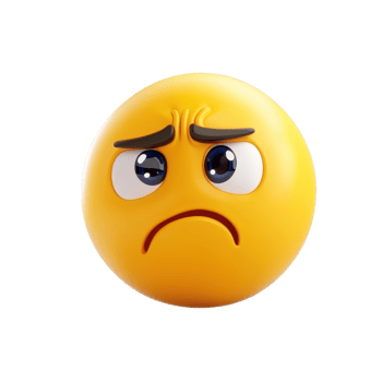 A sad yellow emoji with big eyes expressing deep emotions and feelings. png