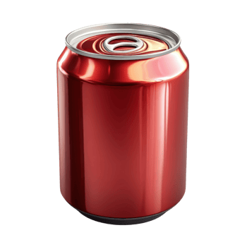 A shiny red aluminum can ready to refresh and quench thirst. png