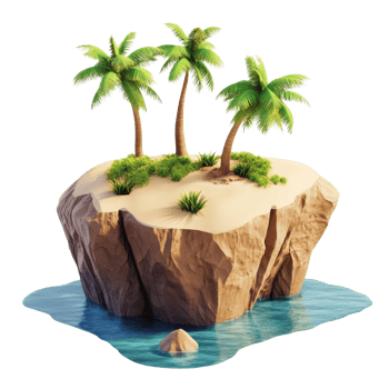 A serene tropical island with palm trees and clear blue waters, perfect for relaxation. png