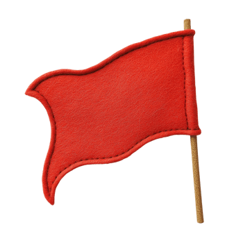 A vibrant red flag waving against a clear sky, symbolizing various meanings and messages. png
