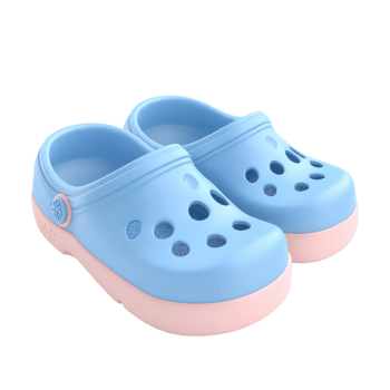 Bright blue and pink clogs, perfect for casual everyday wear and comfort. png