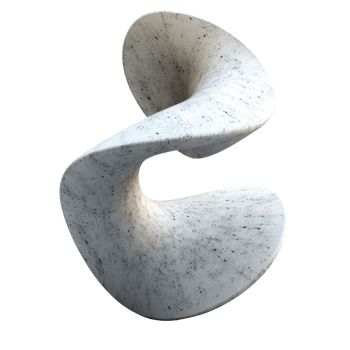 Abstract sculpture design featuring smooth curves and textured surface in neutral tones. png