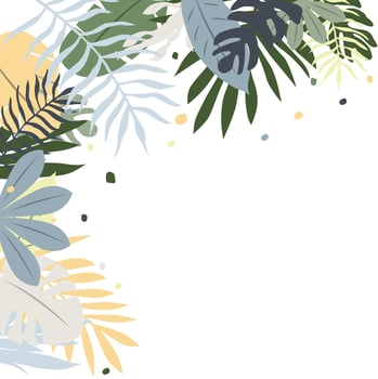 Background illustration with exotic jungle leaves. Colorful design, summer background and banner. vector