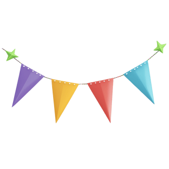 Colorful party bunting flags for festive celebrations and joyful gatherings. png