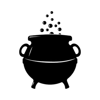 Halloween Bubbling Magic Cauldron Illustration Black Silhouette Design vector