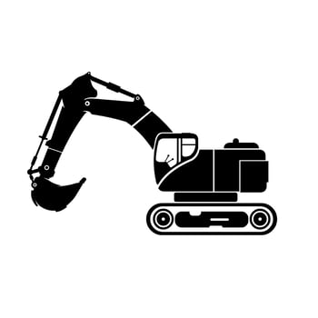Heavy Machinery Digger Excavator Icon Icon Illustration Black Silhouette Design vector