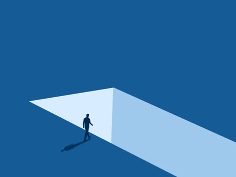 Obstacles and Obstacles, Businessman Walks to a Deep Pitfall vector