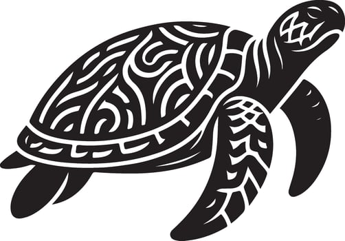 Elegant Turtle Outline Drawing Solid White Background vector