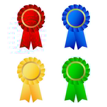 Award ribbons set with gold accents. illustration vector