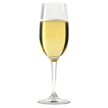 Elegant champagne flute filled with bubbly sparkling wine for celebration. png