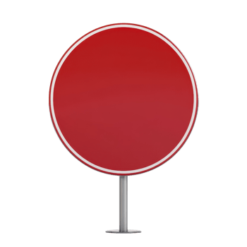 Empty red stop sign standing on a pole, symbolizing caution and traffic control. png