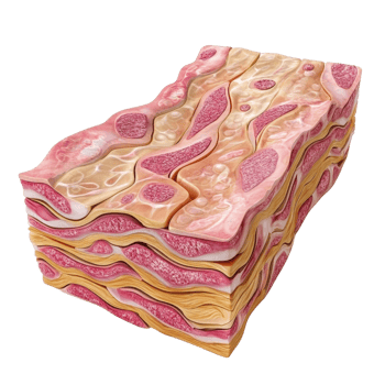 Detailed depiction of human tissue layers for educational purposes. png