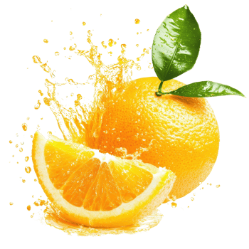 Fresh orange with a splash, showcasing vibrant color and juicy texture. png