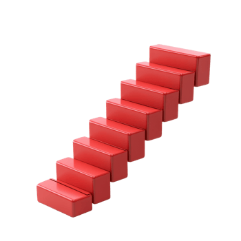 Stylized red blocks forming a staircase against a white background. png