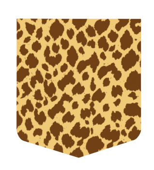 Brown yellow Leopard pattern motif with pocket shape png