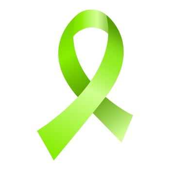 Lime green ribbon awareness Achalasia, Depression, Lymphoma, Mental Health, Lyme Disease. Isolated on white background. illustration. vector