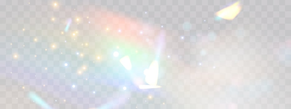 Blurred rainbow refraction overlay effect. Light lens prism effect Holographic reflection, crystal flare leak shadow overlay. abstract illustration. vector