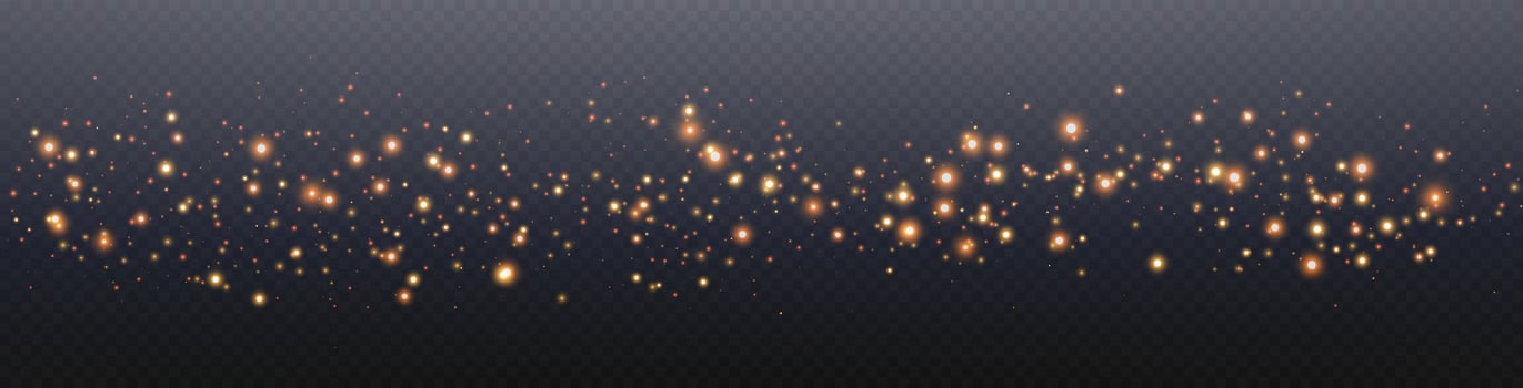 Orange glittering dots, particles, stars magic sparks. Dust cloud flare light effect. Orange luminous points with smoke. particles on background vector