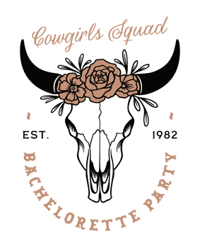 Bachelorette party country cowgirls squad western boho cowboy aesthetic theme quotes floral bull cow skull retro vintage lettering bridesmaid girls squad shirt design transparent background png