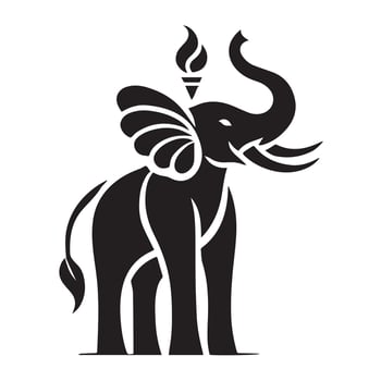 A bold, minimalist silhouette of an elephant's head. vector