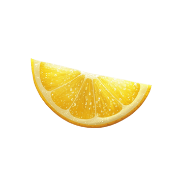 A juicy lemon slice with water droplets png