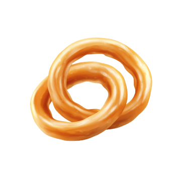 Two Golden Brown Bread Rings Intertwined png