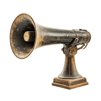 Antique Vintage Horn Loudspeaker on Wooden Stand png