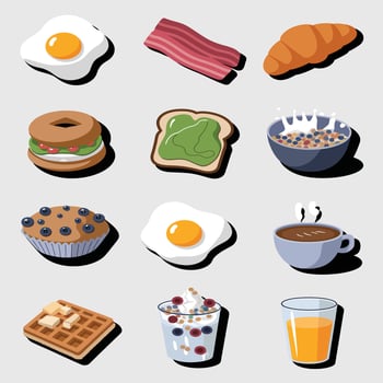 Morning Breakfast 3x4 Grid vector