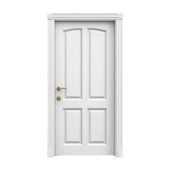 Elegant White Interior Door With Paneling And Gold Hardware png