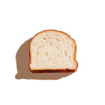 A single slice of white bread is shown. cut out png