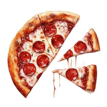 Delicious Pepperoni Pizza Slices Watercolor Painting png