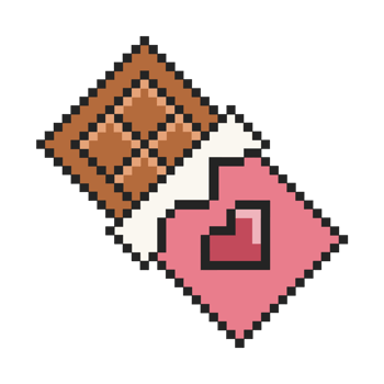 Flat design pixel art chocolate heart illustration png