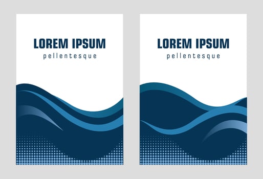 Sst of simple cover, annual report, flyer, poster, business card, brochure and banner template. Promotion kit layout design. Graphic stripes wavy style vector
